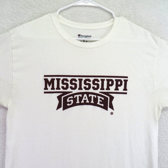 Champion T Shirt Size Medium Mississippi State White Short Sleeve - Picture 2 of 8